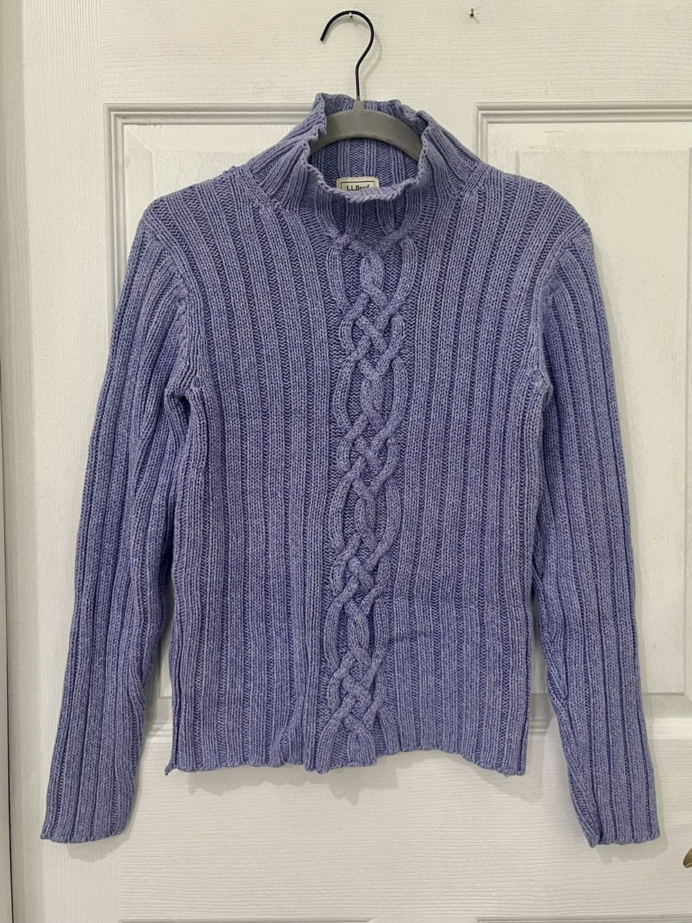 L.L.Bean Purple Cable Knit Ribbed Turtleneck